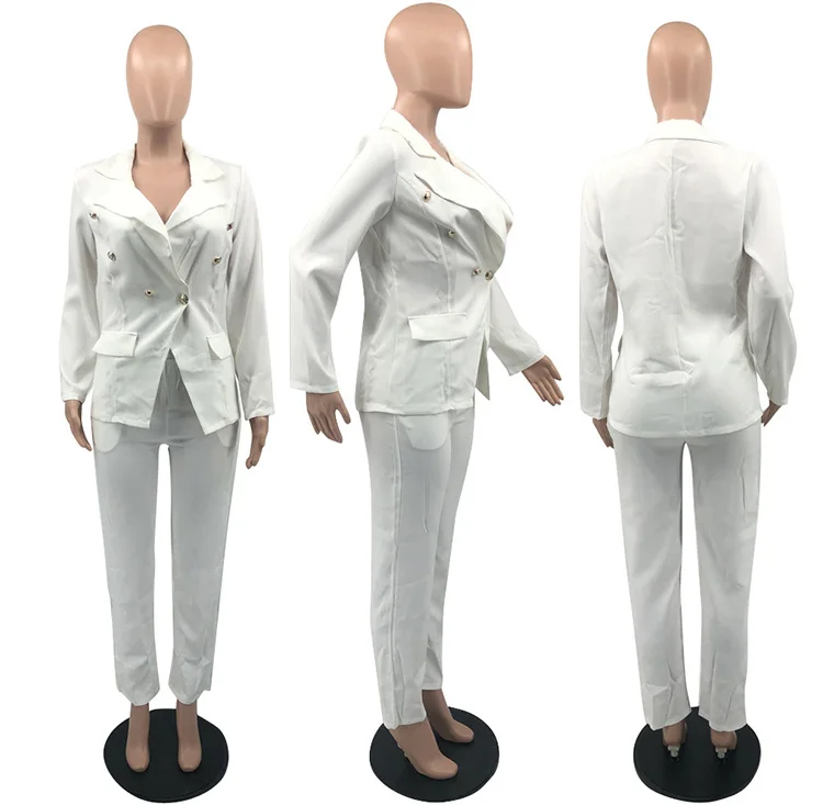 Blazer De Mujer Fashion Black Long Sleeve Office Business Two Piece Formal Jacket Lady  Casual Set Women Blazers Suits