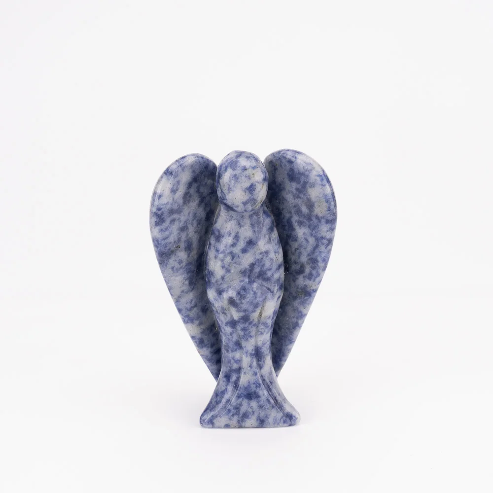 BZ JADE TIFA Wholesale 3-inch Angel Statue Semi Precious Stones Gems Carving Blue Jade Angel for Home Decoration Feng Shui Gifts
