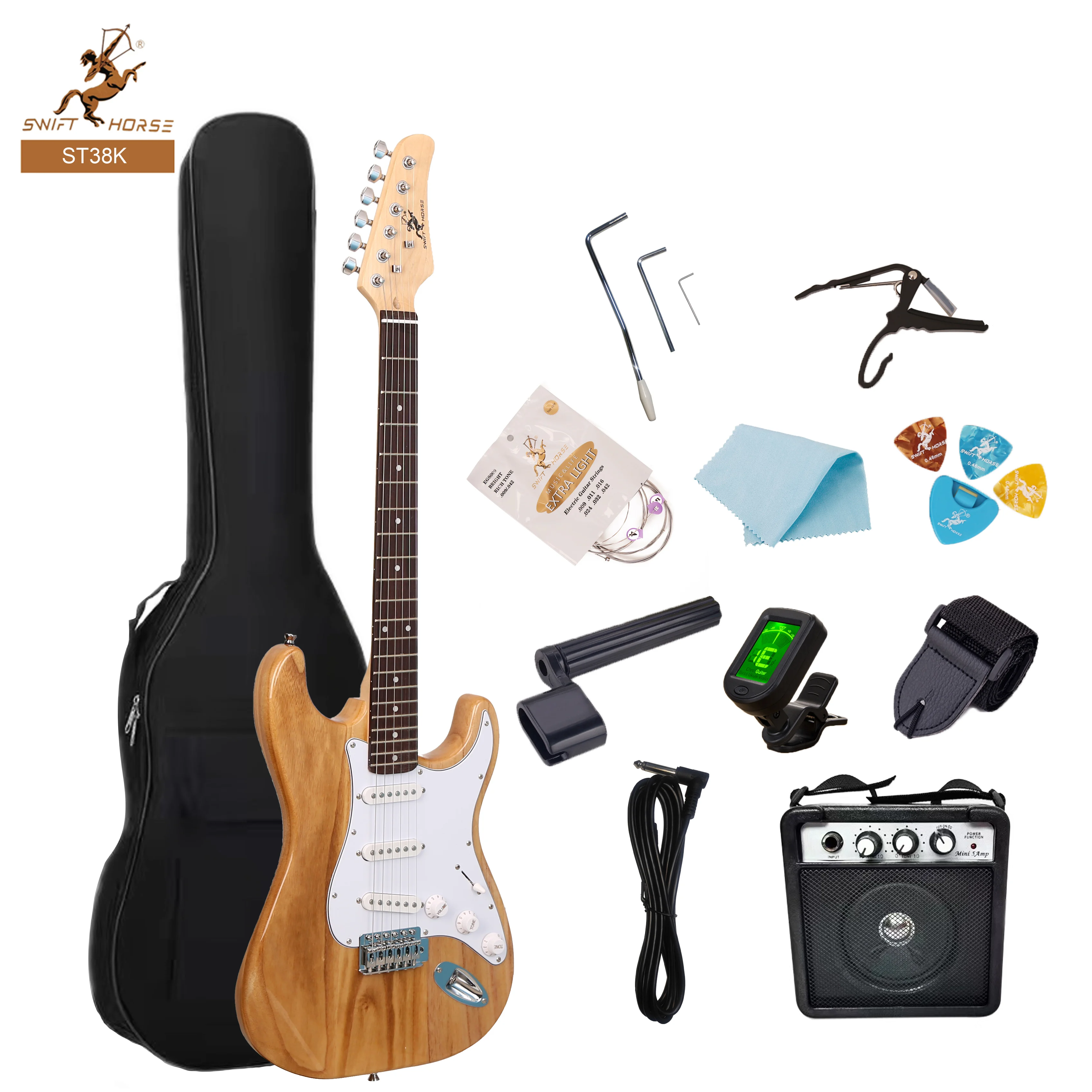 Wholesale ST Electric Guitar Kit with Amplifier and guitar accessories Cheap Guitar Set For beginner for Sale Accept OEM ODM