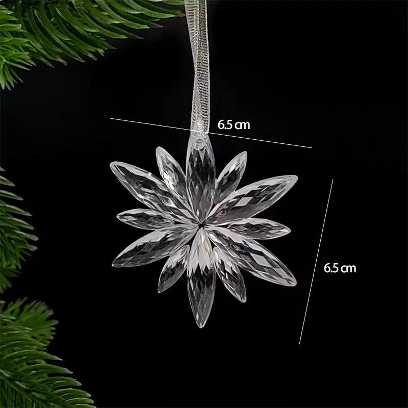 6.5cm Christmas Ornaments Snowflake Decorations Acrylic Crystal Clear Hanging Christmas Tree Decorations Pendant For Xmas