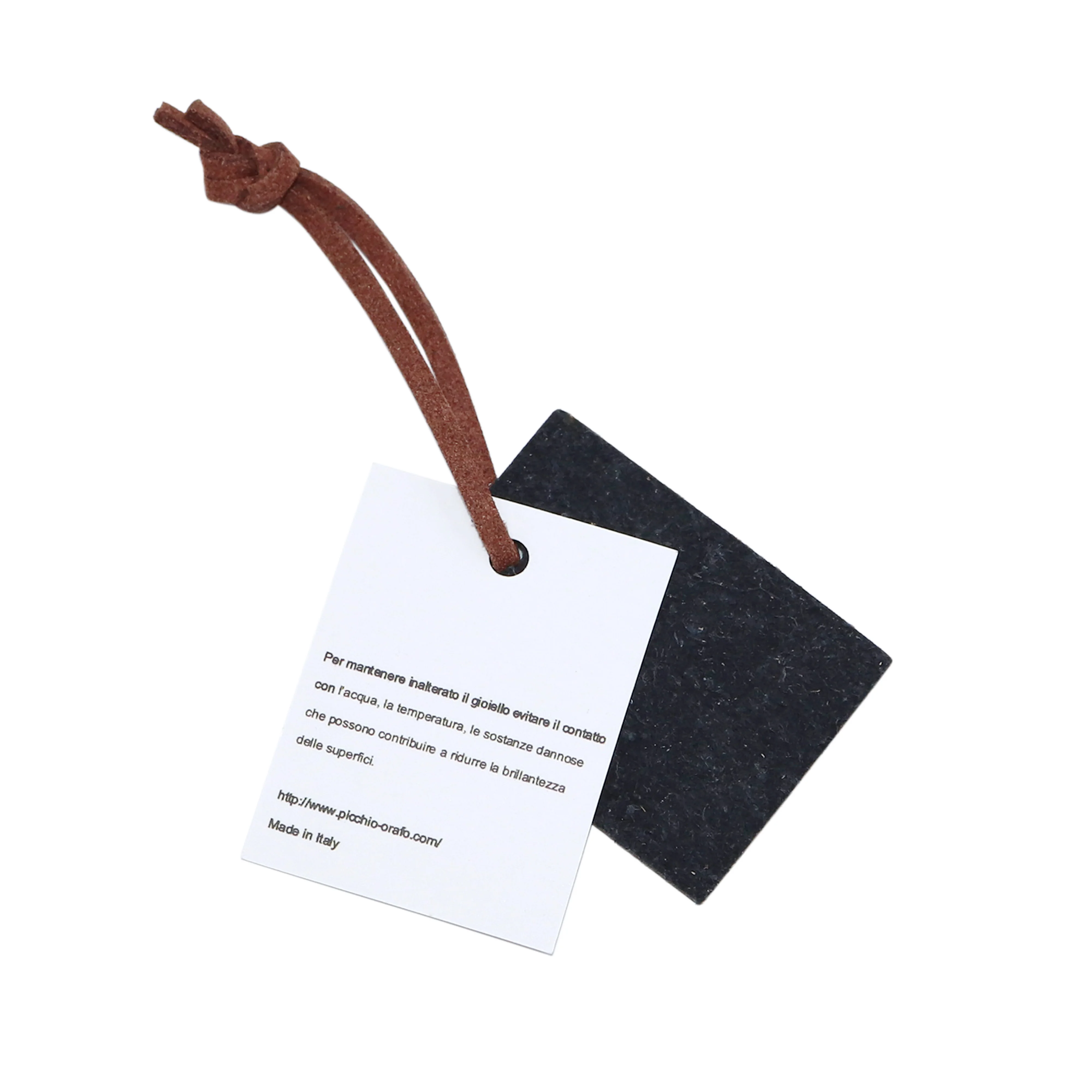 Top Quality Black Color Embossed Logo PU Leather Hang Tag With Ball Chain