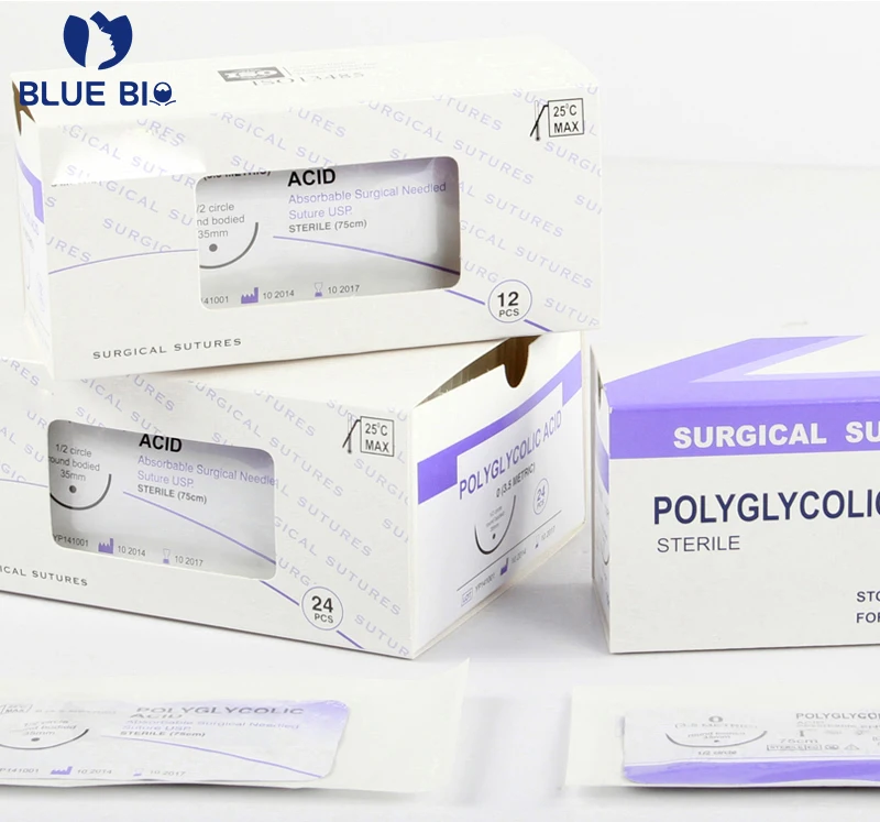 Medical supplies disposable absorbable pga surgical sutures with needle round