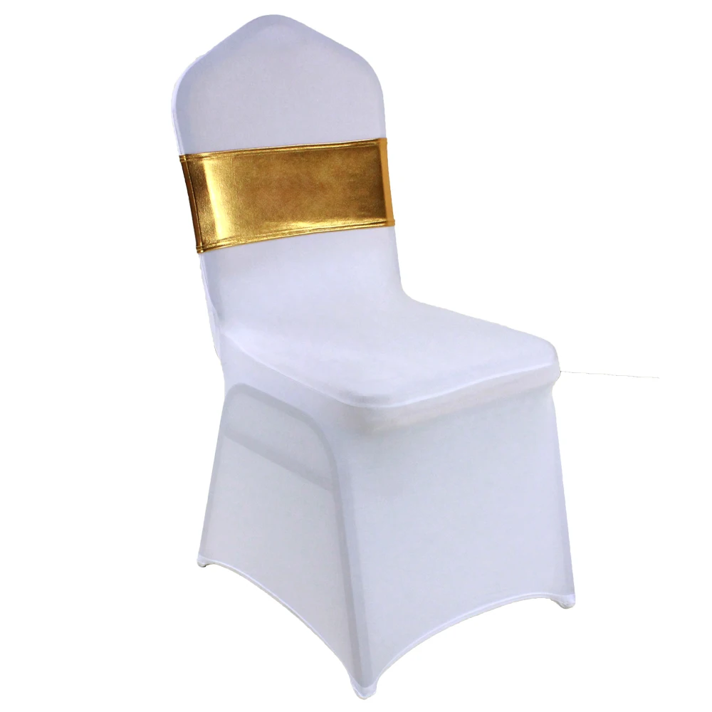 Shiny Stretch Metallic Chair Bands Chair Sashes Chair hooders for wedding  decoration banquet party events