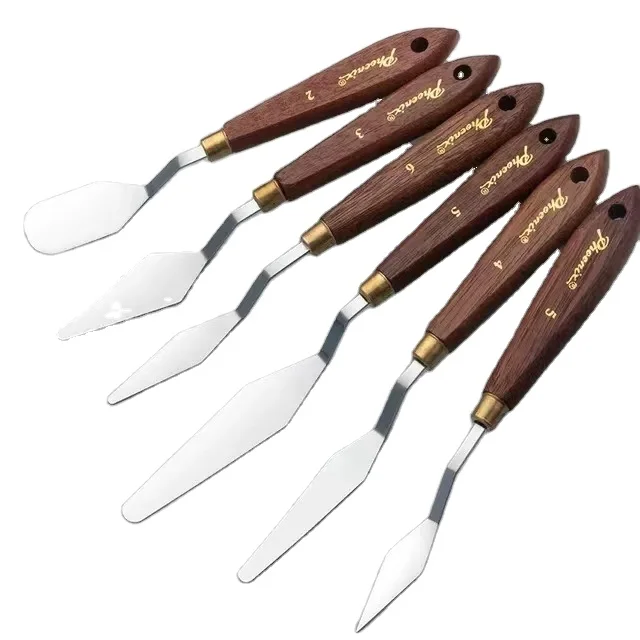 Paul Cezanne Wholesale Stainless Steel Painting Scraper Knives Wooden Handle Oil Paint Spatula Set Painting Use Art Diy Scraper