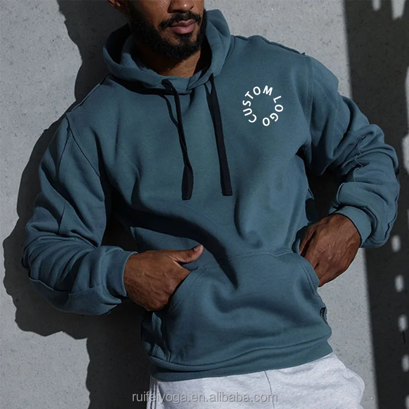 OEM Custom Design Sportswear High Quality Plain Cotton Polyester Pullover Blank Heavyweight Fleece Gym sports Hoodies For Men