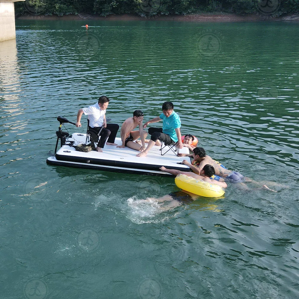 Good Quality Dwf Floating Jet Ski Boat Docks Inflatable Sofa Lounger Pool Inflatable Floating Pontoon Platform