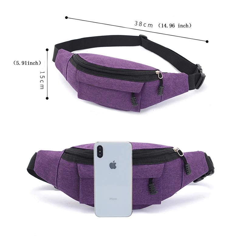 Fashion high quality cheap durable multi-color women men running belt waist bag custom fanny pack