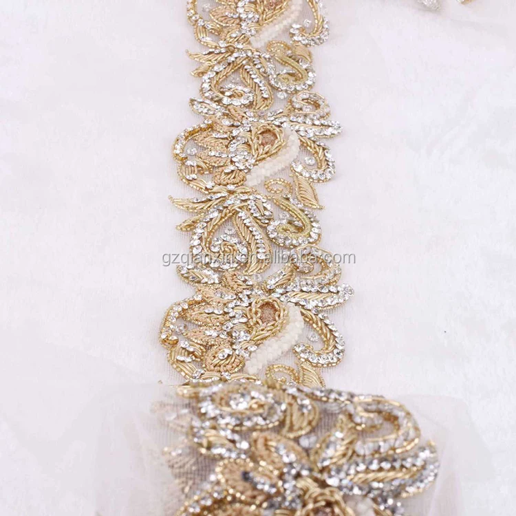 
Wholesale Gold Rhinestone Beaded Trims On A Roll 