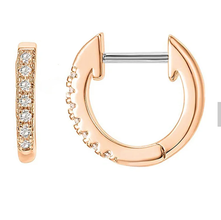 316L Stainless Steel Cubic Zirconia Cuff Huggie Stud Fashion Women Earring