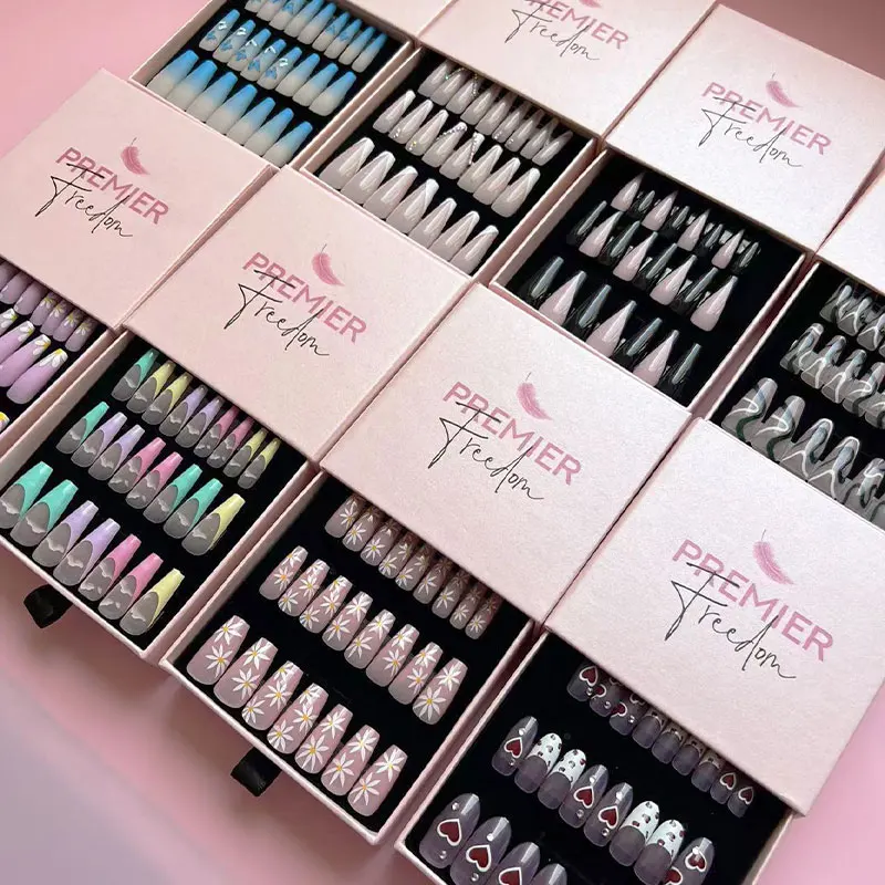 Hot selling artificial fingernails nails press on luxury false nails box