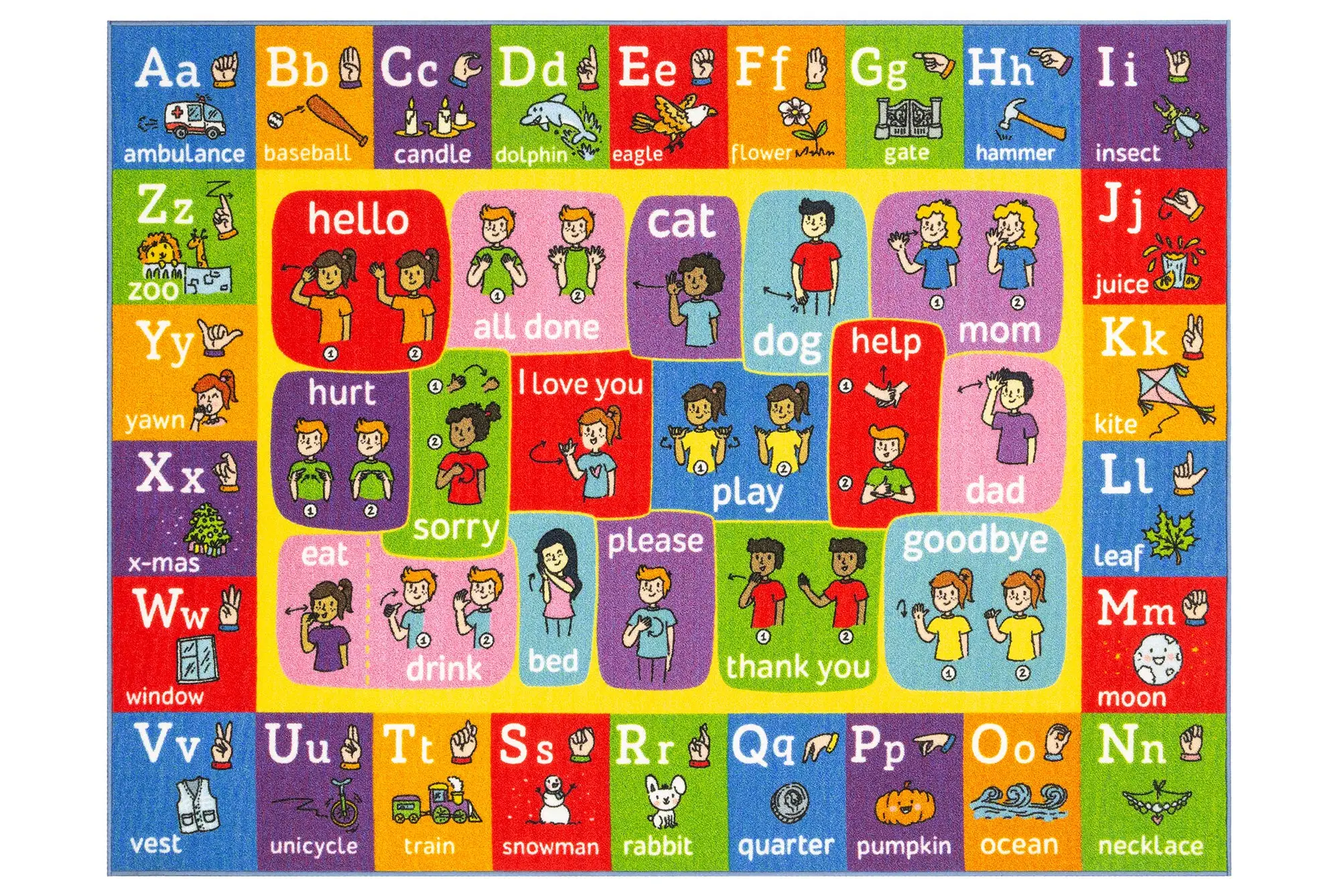 Kids Alphabet Rug ABC Mat Carpet Toddler Fun Educational Activity Kids Room Playroom Bedroom Kindergarten Nursery Rugs