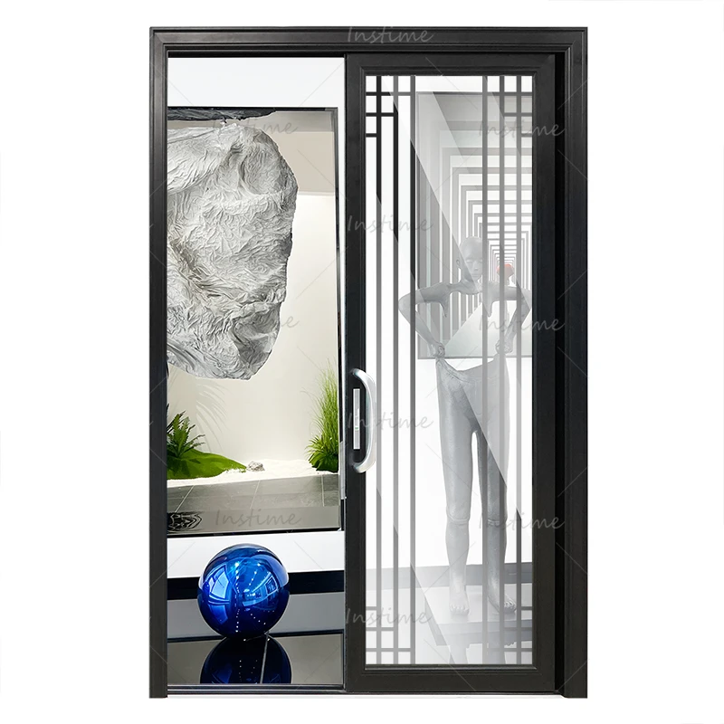 Instime Minimalist Design Noiseless Interior Partition Narrow Frame Aluminium Glass Sliding Door For Villa