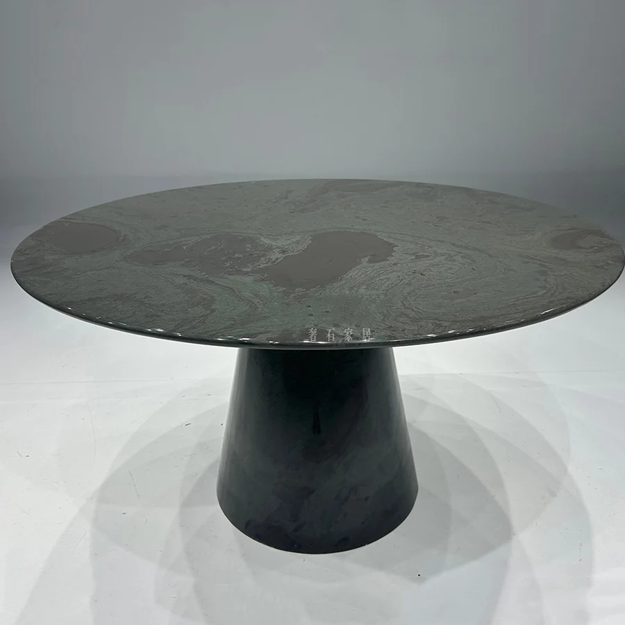 1MOQ Natural Stone Dinning Room Furniture Table Italian Luxury Modern Rotatable Black Marble Dining table
