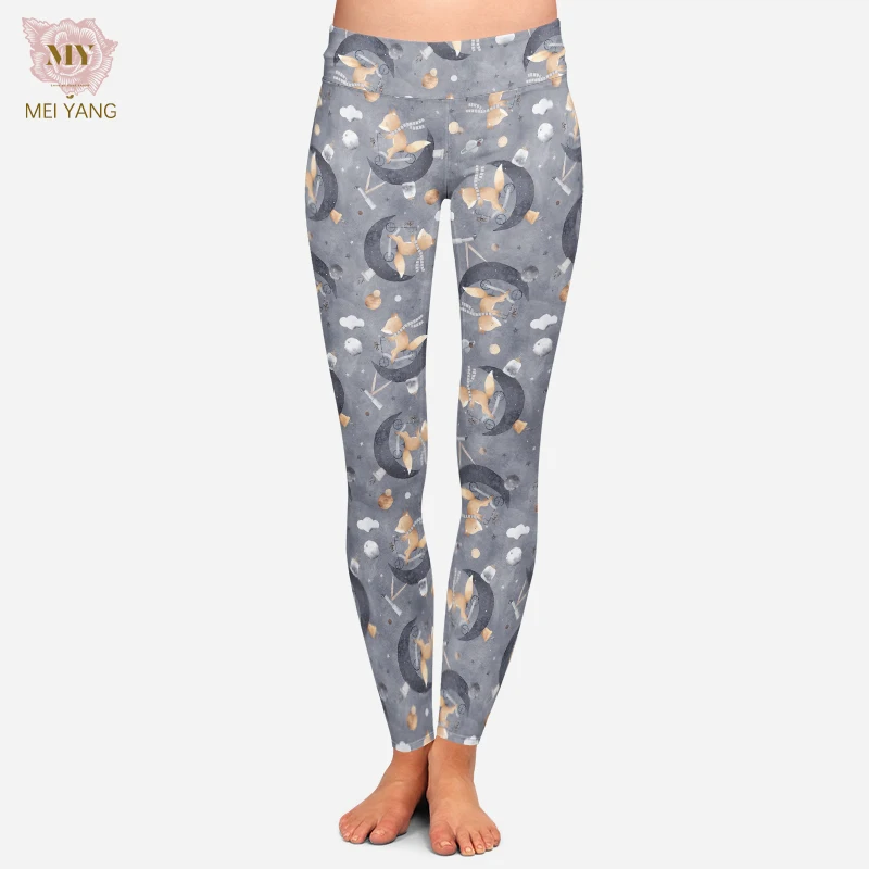 2023 Fox Watercolor Printed Leggings High Waist Buttery soft Yoga Workout Gym Digital print Leggings