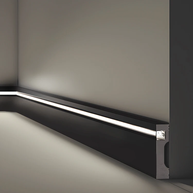 Diy Black PS LED Skirting Board Polystyrene Baseboard Moulding Flooring Base Board With Led Light