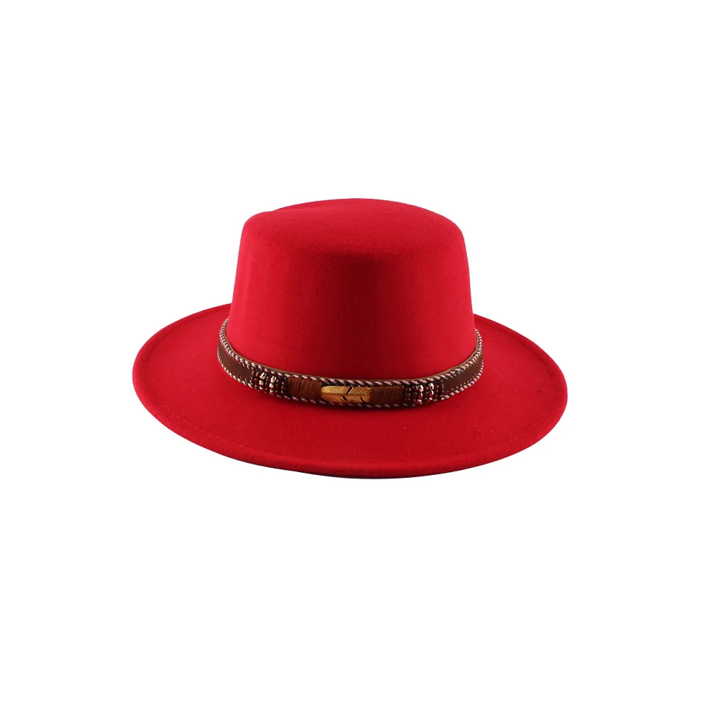 Hot Sale Men Women Vintage Wide Brim Fedora hat with Belt Buckle hat fedora hats