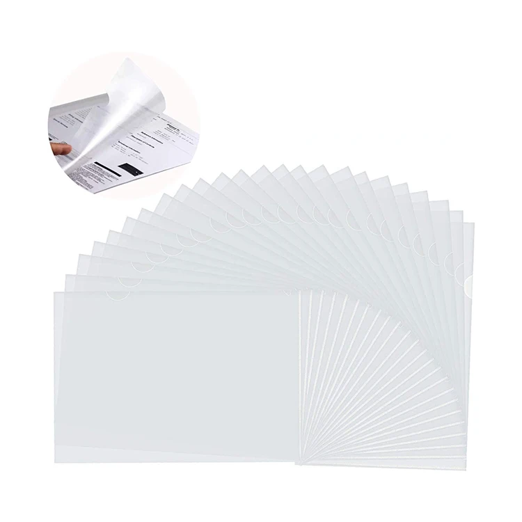 
Wholesale A4 Size transparent document file folder L-shaped plastic file cover 