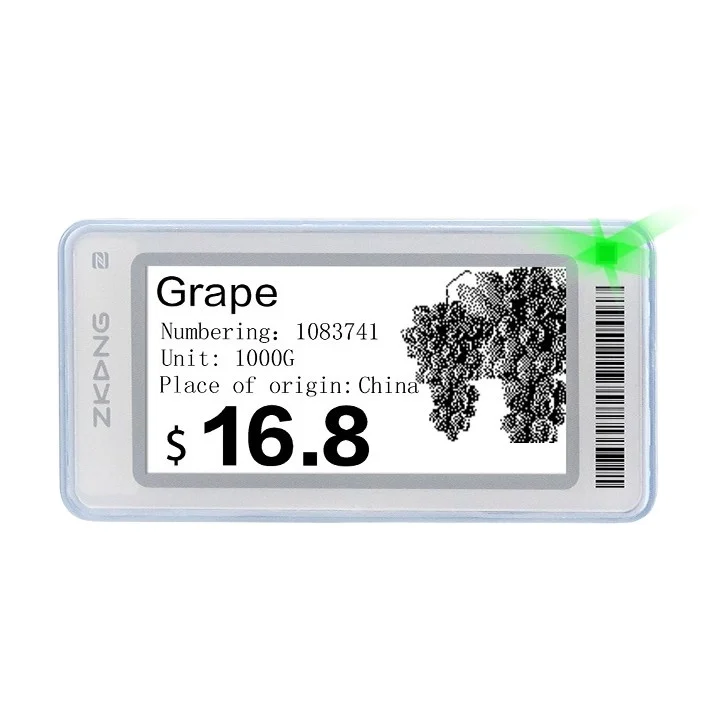 Zkong 2.13 Inch Black and white Supermarket Price label ESL Digital Price Tag Electronic Shelf Label