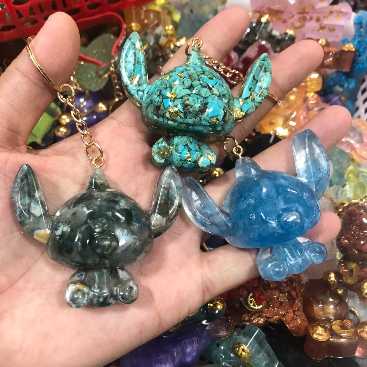 gemstone natural stones bear Keychain Accessories Creative Funny Like Real Keychain 3D Safety