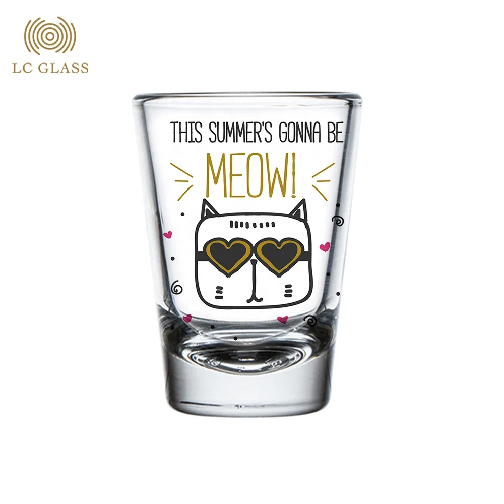 customized  logo high quality espresso shot glass 50ml/1.5oz shot glass with decals & OEM liqueur glass