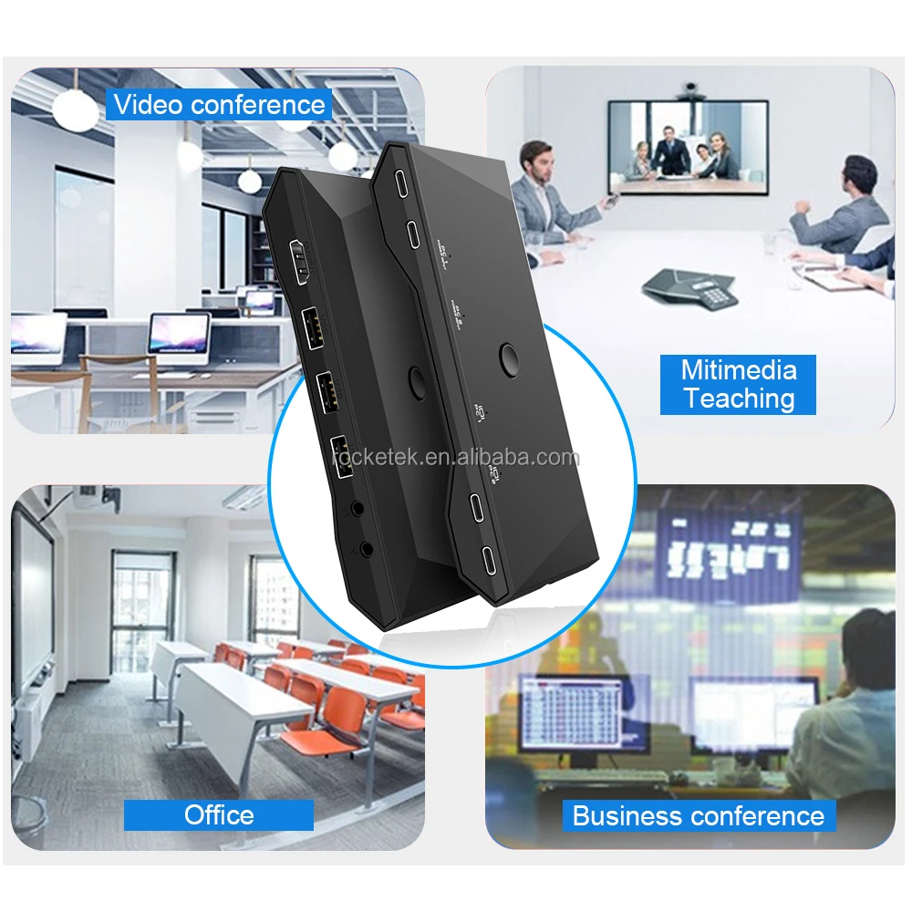 Full Function 2 Type c Kvm Extender Splitter 4K 60hz Multi Usb Port