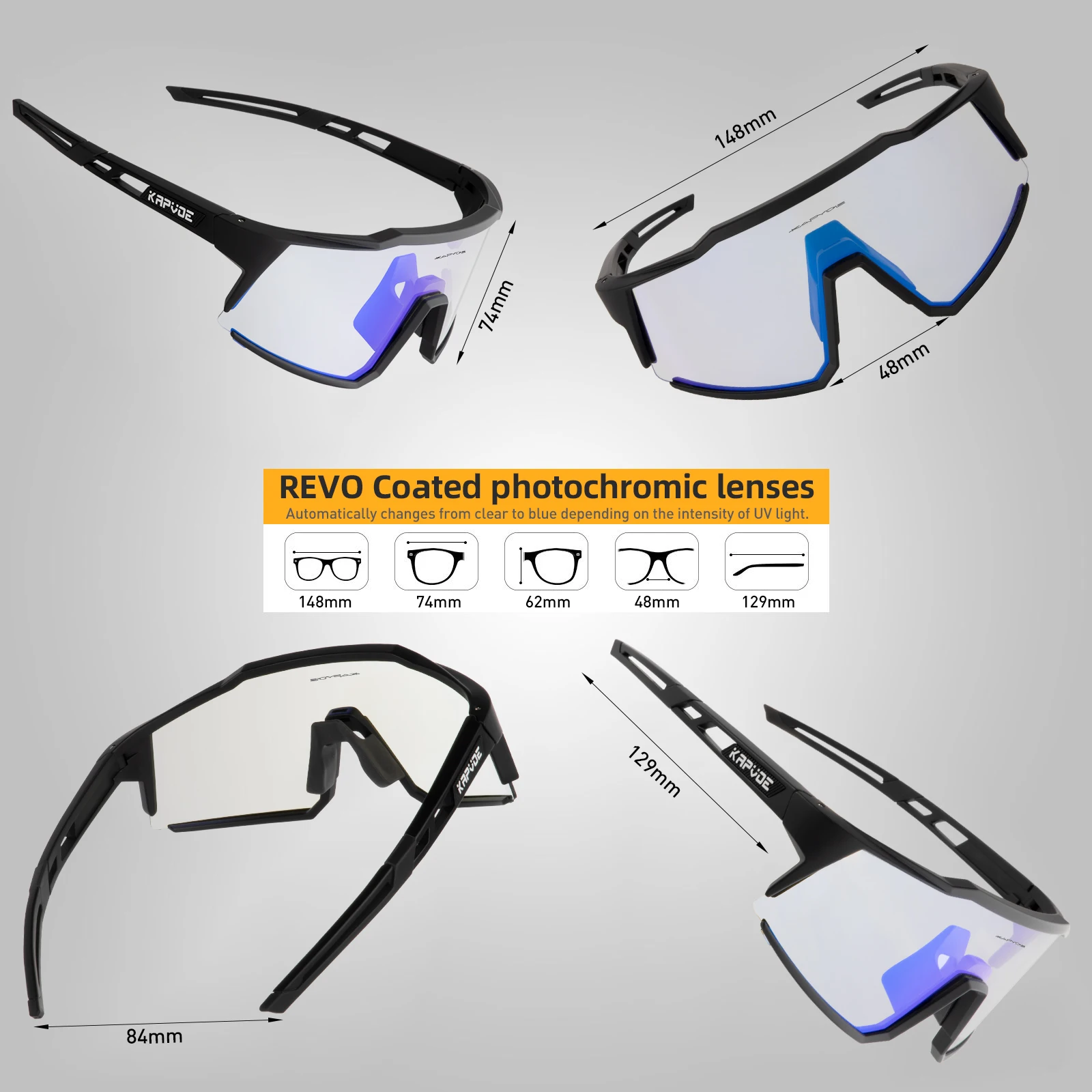 KAPVOE Photochromic Sunglasses Cycling Glasses for Men MTB Cycling Women Road Bicycle Glasses UV400 Bicycle Sunglasses