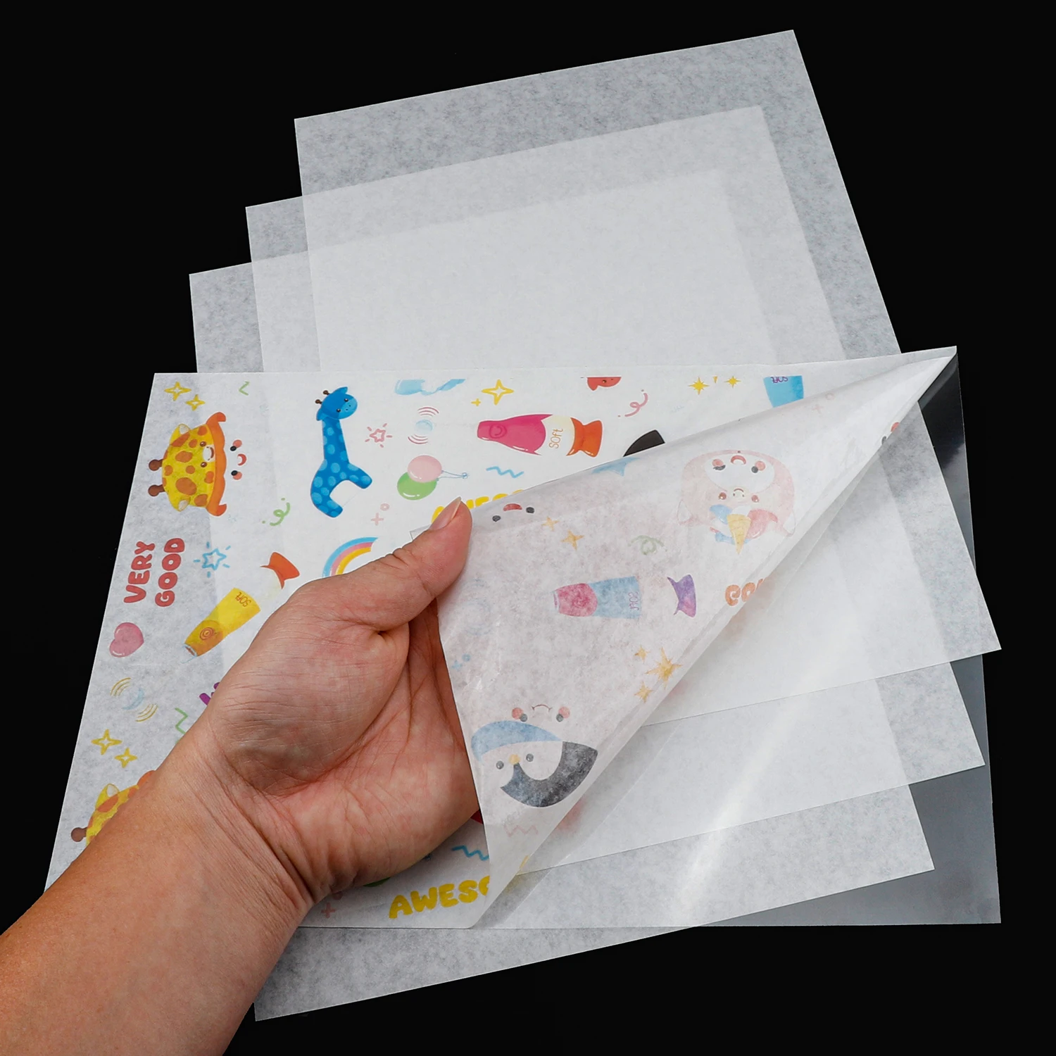 Self Adhesive Semi Transparent Sticker Sheet Clear Backing A0 A1 A2 A3 A4 Japanese Washi Frosted Matte Translucent Sticker Paper