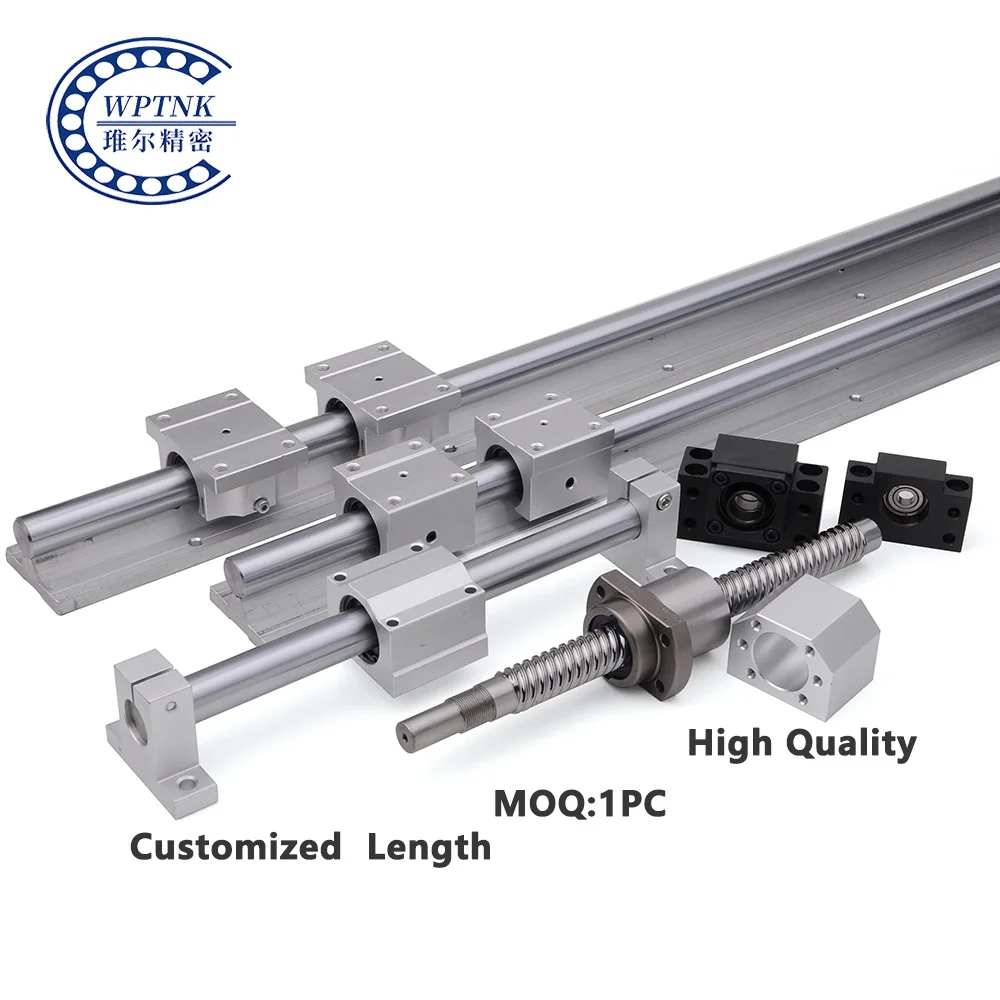 Free Sample 20mm SBR TBR20 Aluminum CNC Slide TBR20UU XYZ Axis Support Kit 2000mm Round Rod Ground Shaft