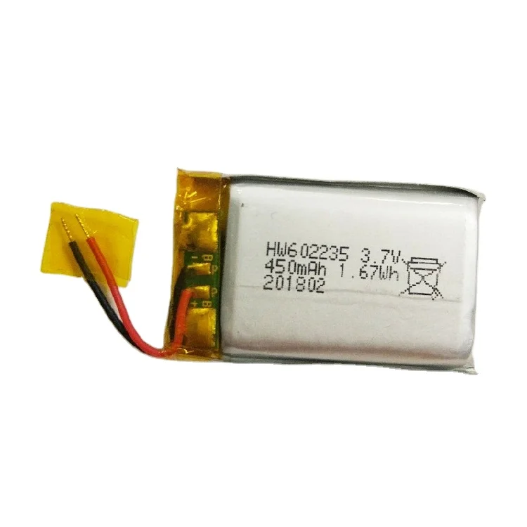 Customized 3.7v li-ion polymer battery 450mAh rechargeable lithium polymer batteries for smart watch