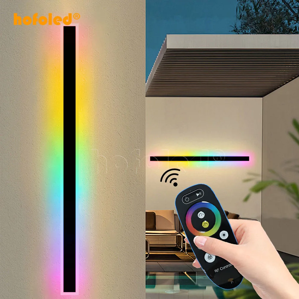 Smart Exterior Color Changing LED Outdoor Wall Sconce Light Fixture Long Wall Mounted Up/Down Viewing LED Linear Light