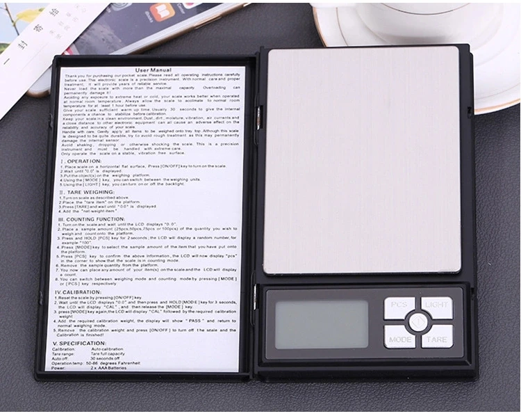 Plastic Black Fashion Design 0.1g 0.01g Pocket Scales LCD Electronic Jewelry Scale