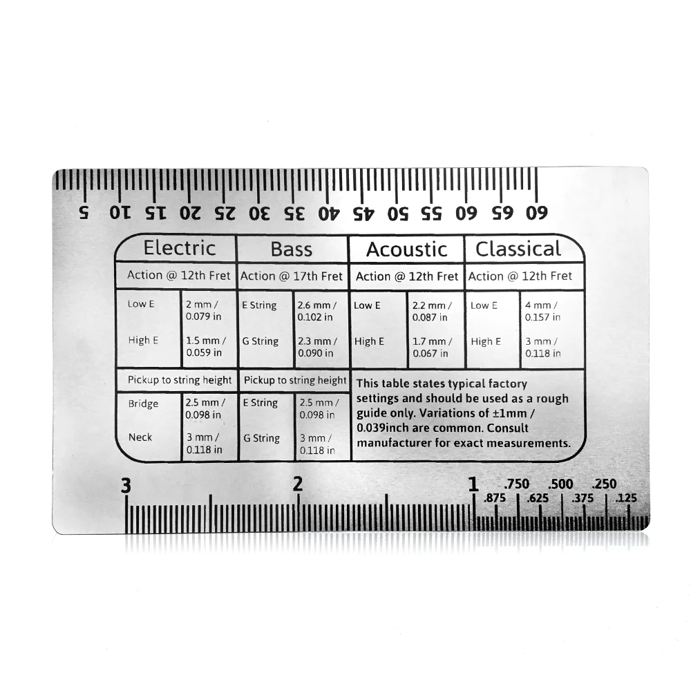 String Action Ruler Gauge, Stainless steel Guitar Set Up Repairing Tool for Luthier, Fit For Acoustic Guitar,Ukulele,Bass