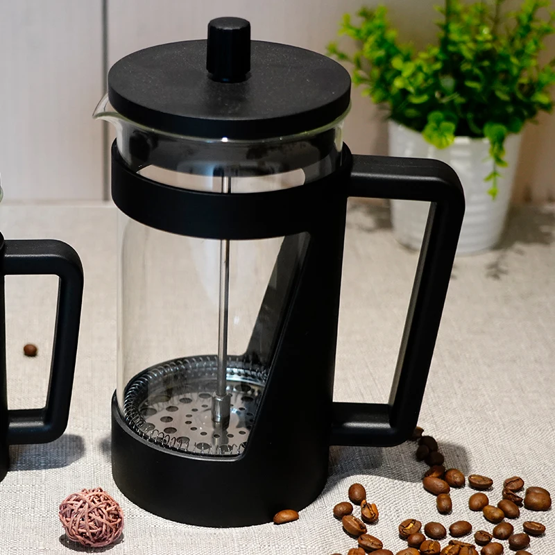 Высококачественный термостойкий боросиликатный стеклянный Френч-пресс черный пластиковый 350 мл портативный Френч-пресс для кофе и чая