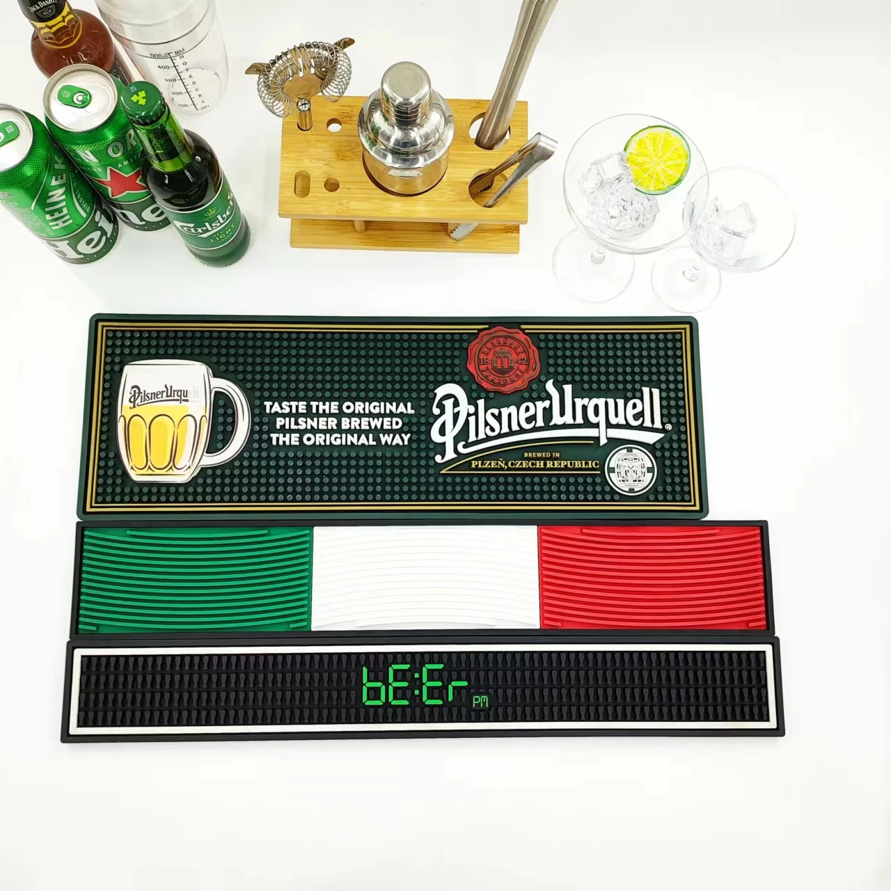 NEW Rubber Eco-Bar Mat Waterproof Bar Pad,  Rubber beer PVC Bar Mat, Non-slip Mat With Free Customize Logo bar rail mats