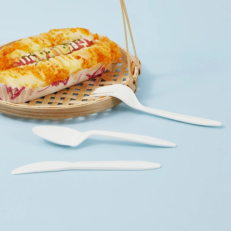 Natural Biodegradable Thickened  Corn Starch Spoon/Forks/Knives Disposable Cutlery Set