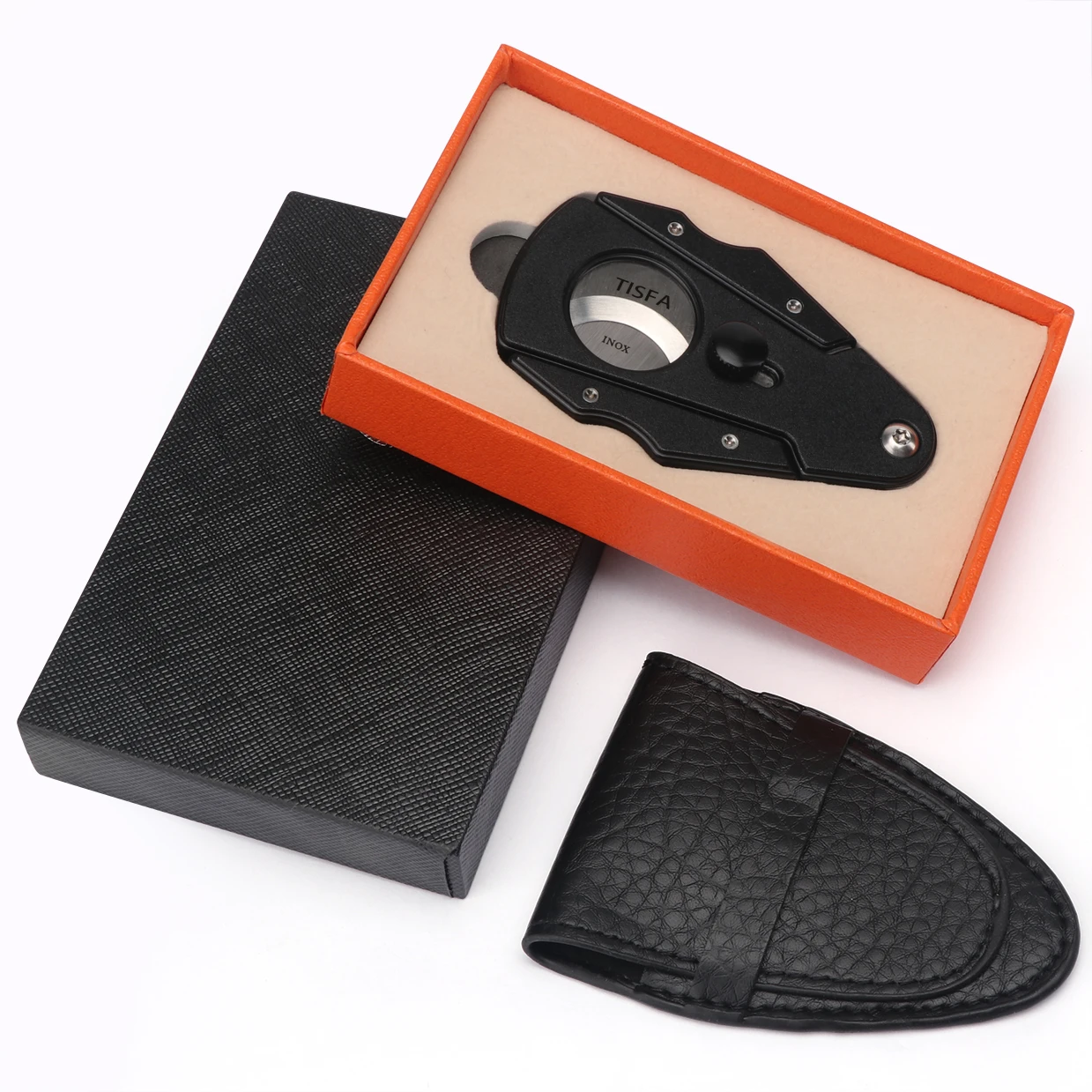 XiFei Wholesale Custom Logo Double Blades Sharp Stainless Steel Guillotine Cigar Cutter