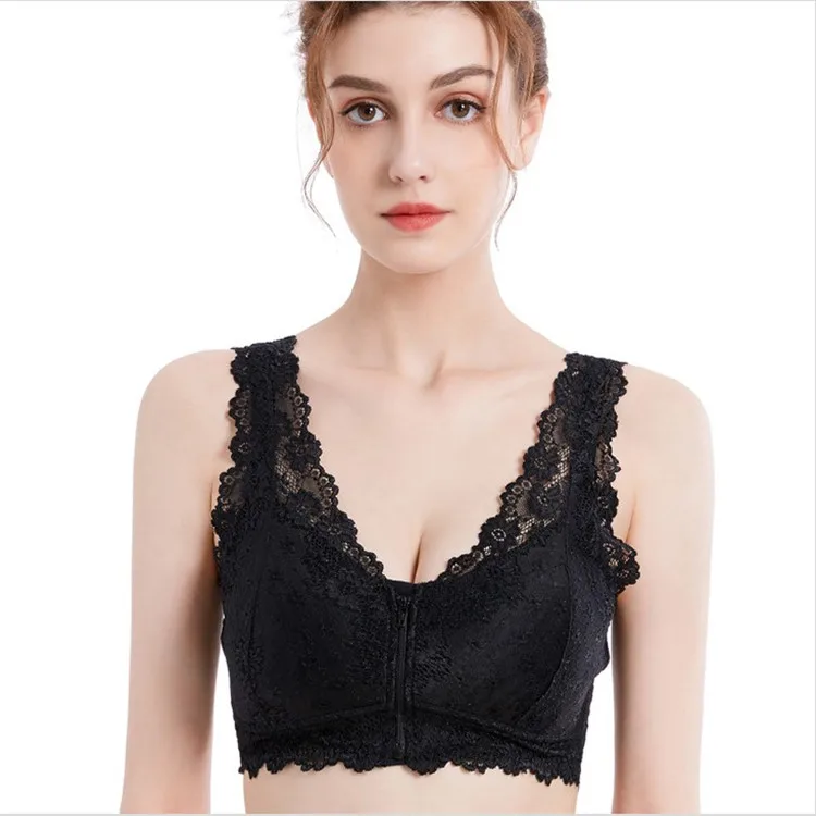 
H8839 Front button female plus size beautiful back bra front zipper sexy lace front hook cup Sexy lingerie 