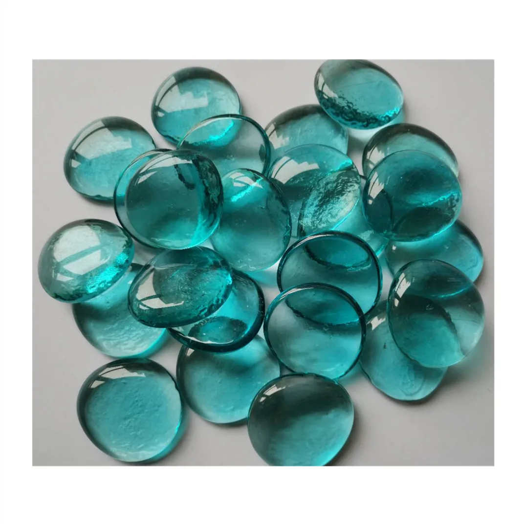 Большие плоские стеклянные бусины aqua blue 28-32 мм