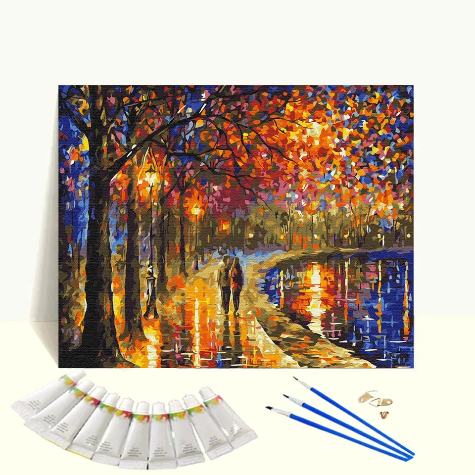 Dropshipping Abstract Painting By Numbers Romantic Dating Picture On Canvas Acrylic Paint DIY Framed Paint by number for Adults
