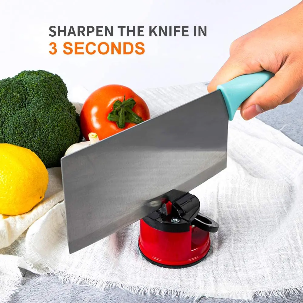 Amazon in stock free sample Easy And Safe  knife sharpening tool mini tungsten round suction blue knife sharpener