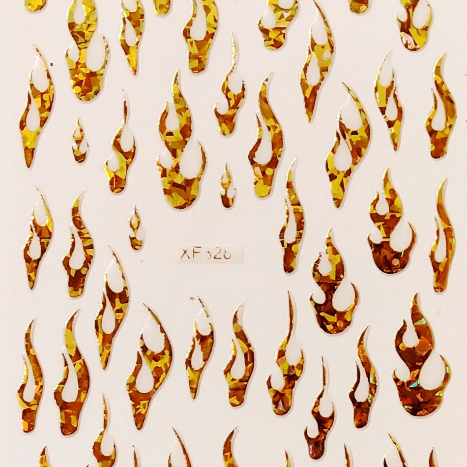 XF3281-XF3282 3D Flame Nail Art Stickers Laser Colorful Nail Art Decorations Decals