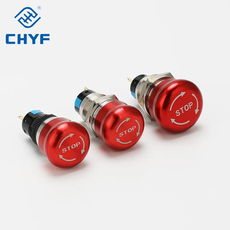 Waterproof Small Mini Push Button Switch Mushroom Push Button Switch Emergency Stop Switch Red Dome Metal 16mm 19mm 22mm 3A 220V