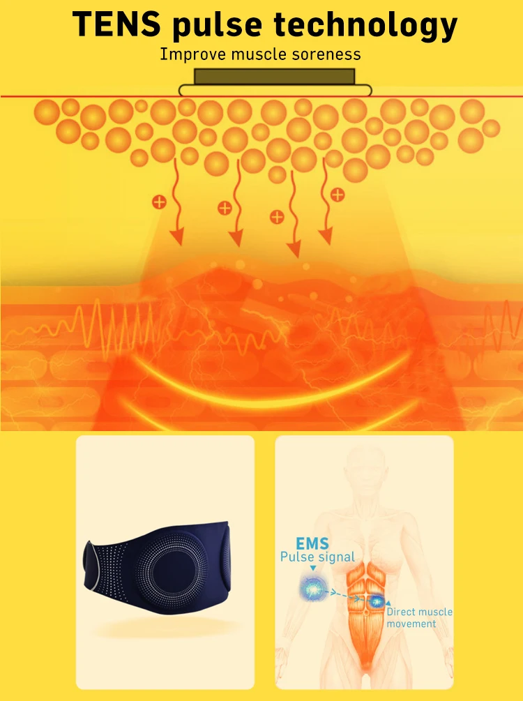 Recharge wireless stomach belly waist back warm compress slimming massage belt abdomen massager belt with heat