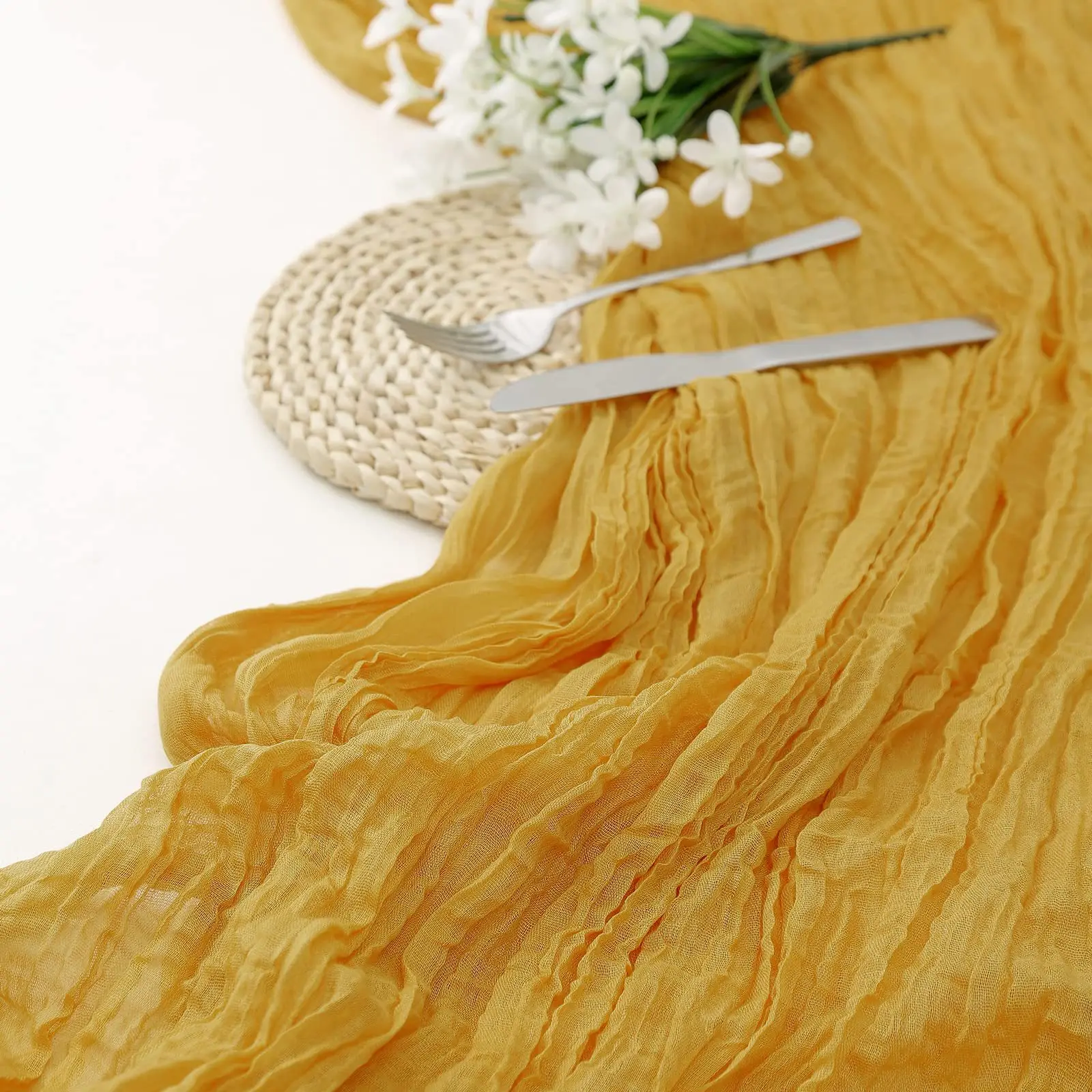 Dusty Blue Cheesecloth Table Runner 13.3ft Boho Gauze Cheese Cloth Table Runner Rustic Sheer Runner 160inch Long for Wedding