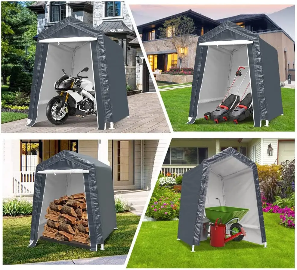 6x8x7 Ft Motorcycle Carport Portable UV Water Proof Cover Storage Sheds Camping Tent Canopy Shelter Garden Patio