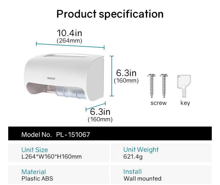 bathroom toilet No punching Large capacity Wall mounted tissue box holders Dual Roll toilet paper dispenser