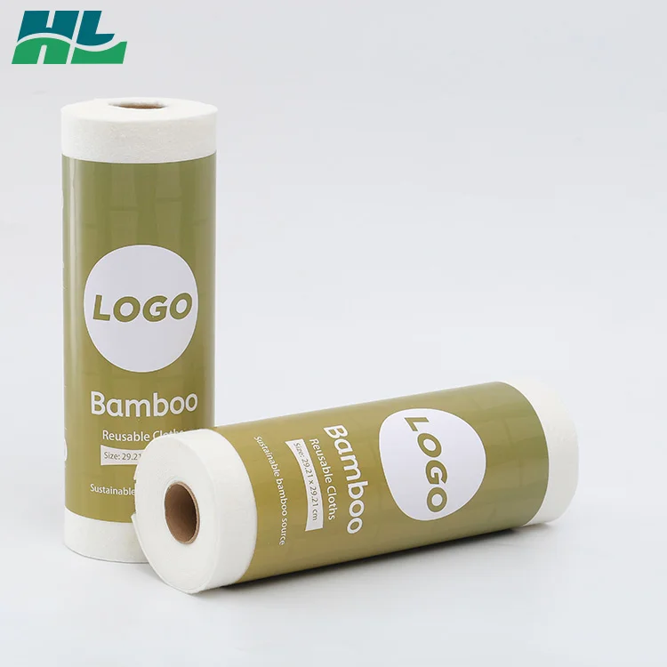 Поглощающие воду Одноразовые Нетканые Экологически чистые многоразовые бамбуковые бумажные кухонные полотенца из бамбука тканевые рулоны