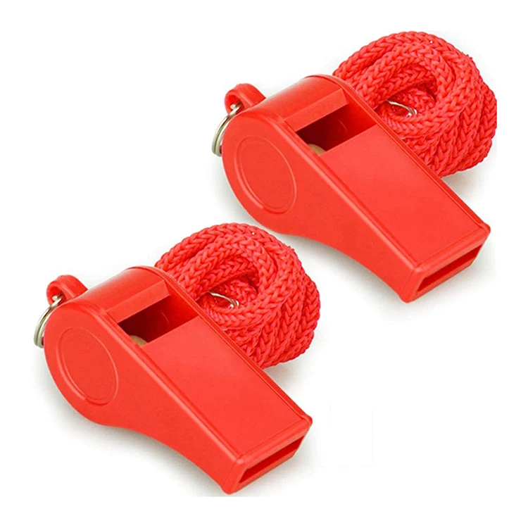 Factory Direct Wholesale Emergency Safety Plastic Lanyard Survival Whistle