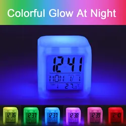 2023 Popular Desk Clock Led Digital Kids Mini Cubic Color Changing Alarm Clock Wireless Charger Digital Alarm Table Clock