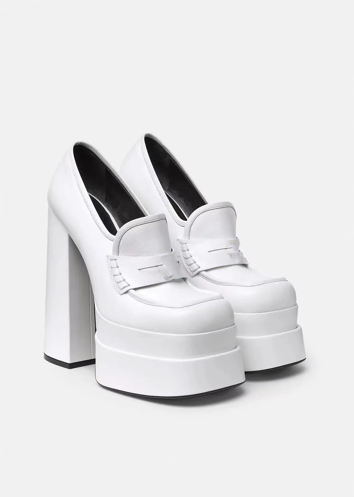 2022 New Spring Women Designer Shoes Intrico Platform Loafers Shoes High Thick Heel Famous Brands Ladies Pumps High Quality